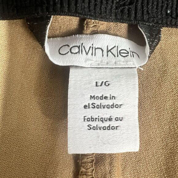 Calvin Klein Pants Womens Tan Skinny Leg Pull On Stretch Mid Rise Ankle Zip L - Picture 2 of 7